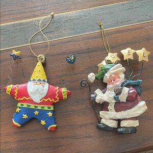 2 - Festive Santa Ornaments in Red and White
